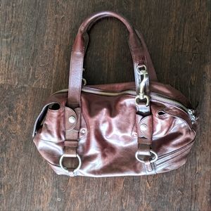 DKNY Brown Leather Satchel Purse with Interior Wallet